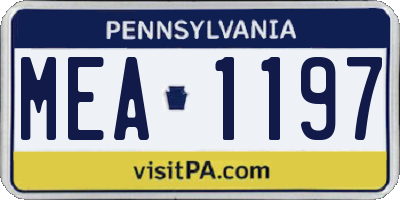 PA license plate MEA1197