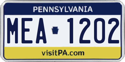 PA license plate MEA1202