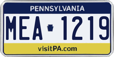 PA license plate MEA1219