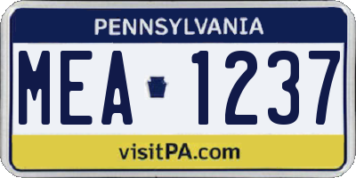 PA license plate MEA1237