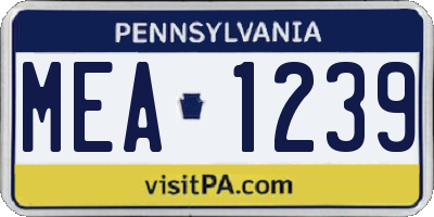 PA license plate MEA1239