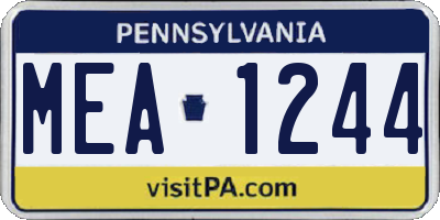 PA license plate MEA1244
