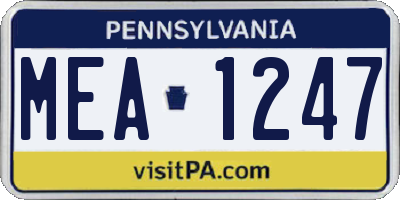 PA license plate MEA1247
