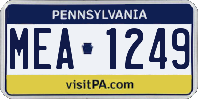 PA license plate MEA1249