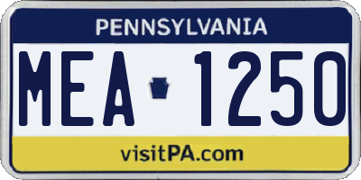 PA license plate MEA1250
