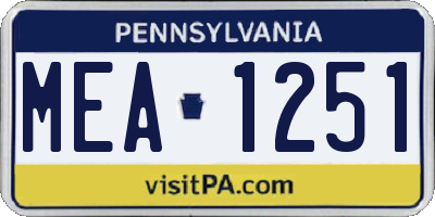 PA license plate MEA1251