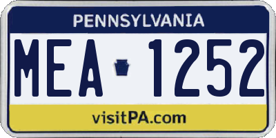 PA license plate MEA1252