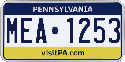 PA license plate MEA1253
