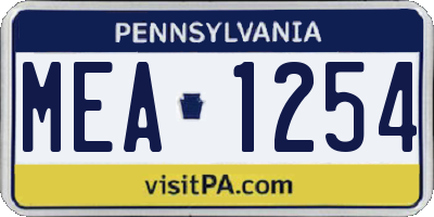 PA license plate MEA1254