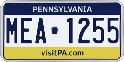 PA license plate MEA1255