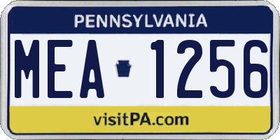 PA license plate MEA1256