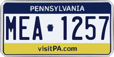 PA license plate MEA1257