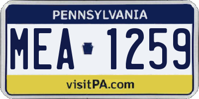 PA license plate MEA1259