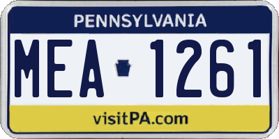 PA license plate MEA1261