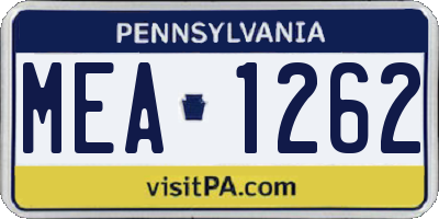 PA license plate MEA1262