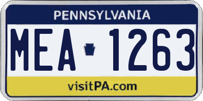 PA license plate MEA1263