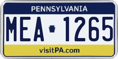 PA license plate MEA1265