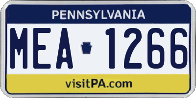 PA license plate MEA1266
