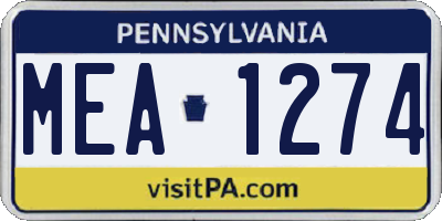 PA license plate MEA1274