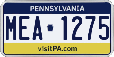 PA license plate MEA1275
