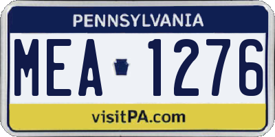 PA license plate MEA1276