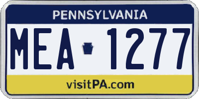 PA license plate MEA1277