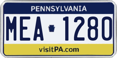 PA license plate MEA1280