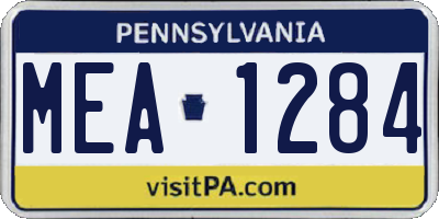 PA license plate MEA1284