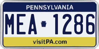 PA license plate MEA1286