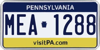 PA license plate MEA1288