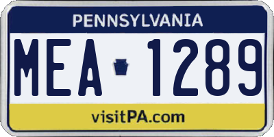 PA license plate MEA1289