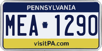 PA license plate MEA1290