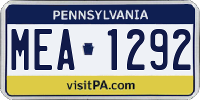 PA license plate MEA1292