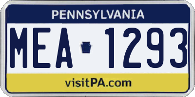 PA license plate MEA1293