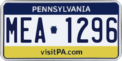 PA license plate MEA1296