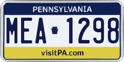 PA license plate MEA1298
