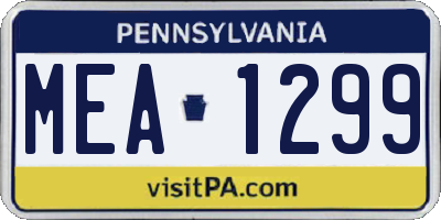 PA license plate MEA1299