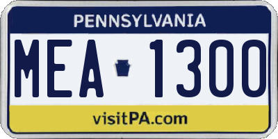 PA license plate MEA1300
