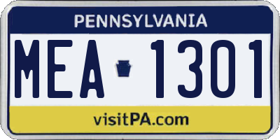 PA license plate MEA1301