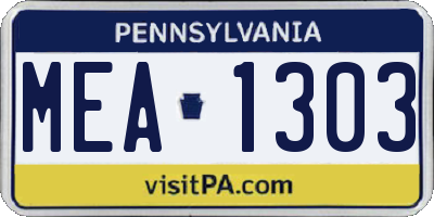 PA license plate MEA1303