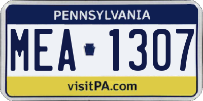 PA license plate MEA1307