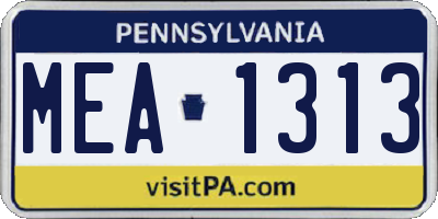 PA license plate MEA1313