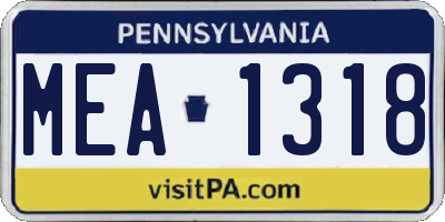 PA license plate MEA1318
