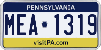 PA license plate MEA1319