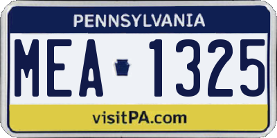 PA license plate MEA1325