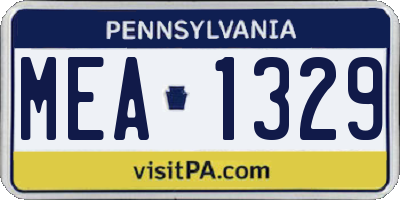 PA license plate MEA1329