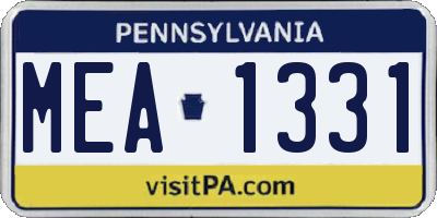 PA license plate MEA1331
