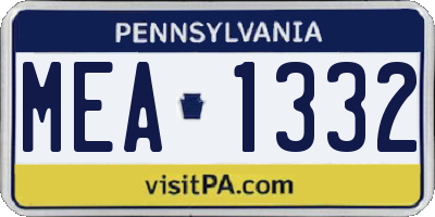 PA license plate MEA1332
