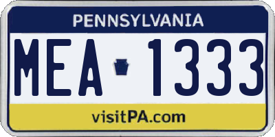 PA license plate MEA1333