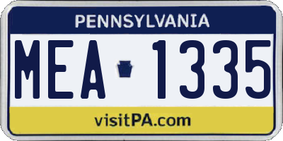 PA license plate MEA1335